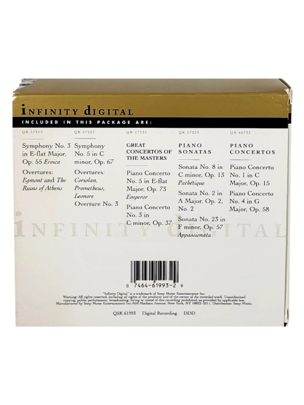Infinity Digital Best Of Beethoven CD Box Set Sealed 5-Disc Collection New - Picture 2 of 4